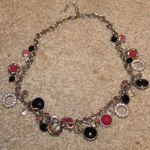 WHBM Pink, Black and Silver charm necklace